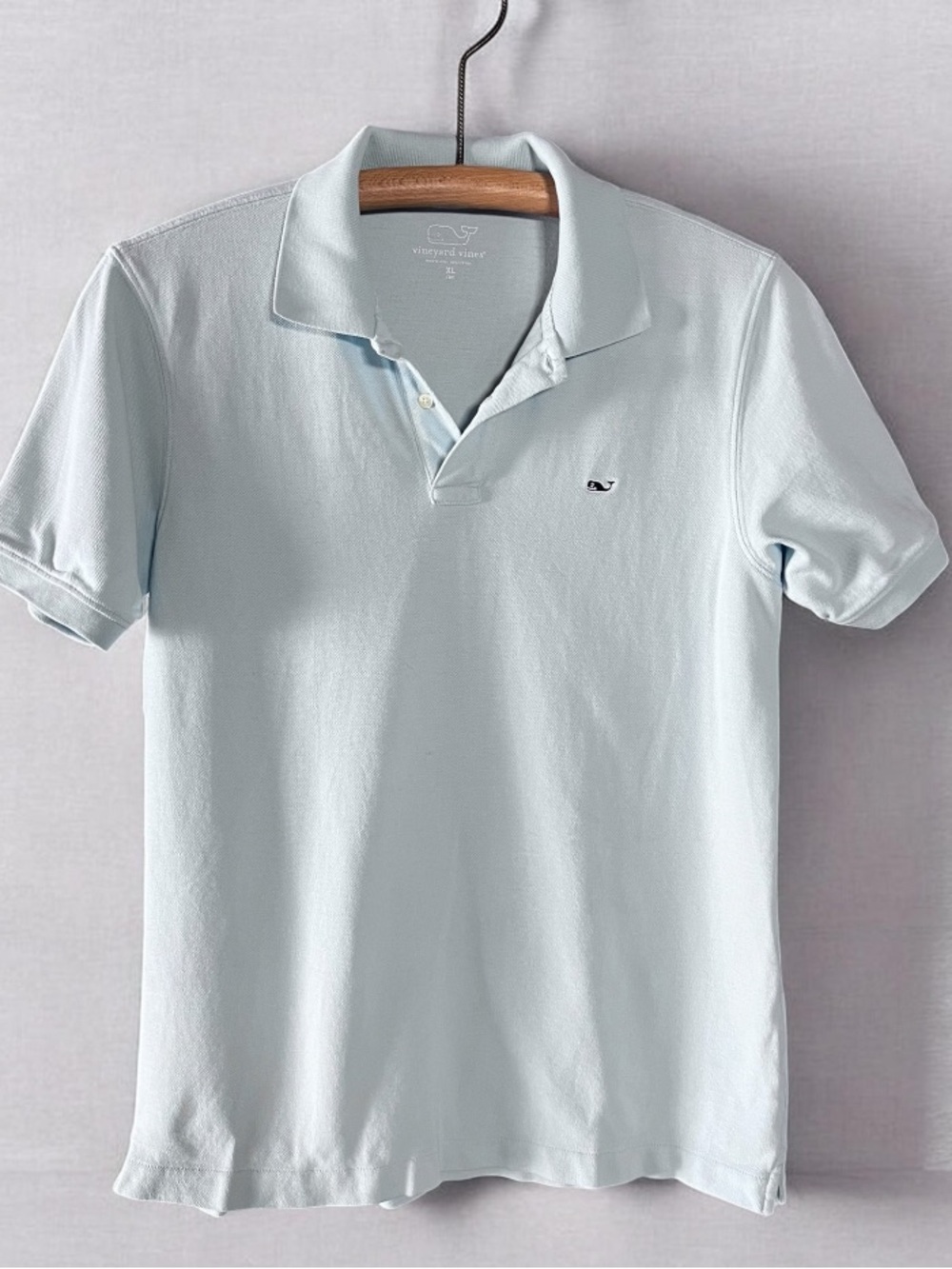 VINEYARD VINES Lt Blue Polo Shirt Boys Sz XL(20)~WHALE Logo Edgartown Pique Polo